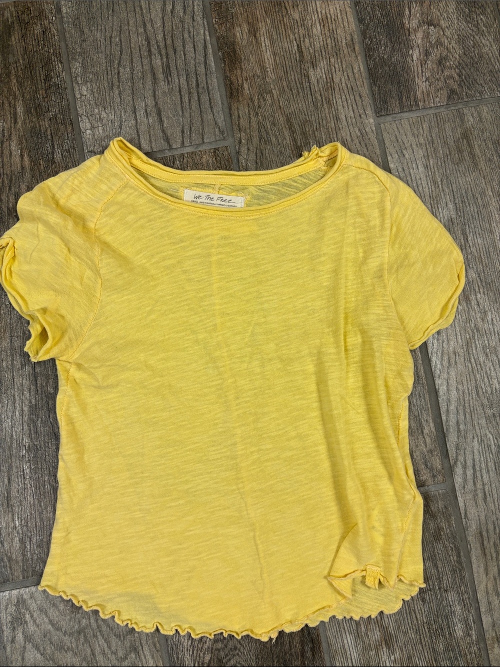 We the Free People Pale Yellow Tee Women's Size Small